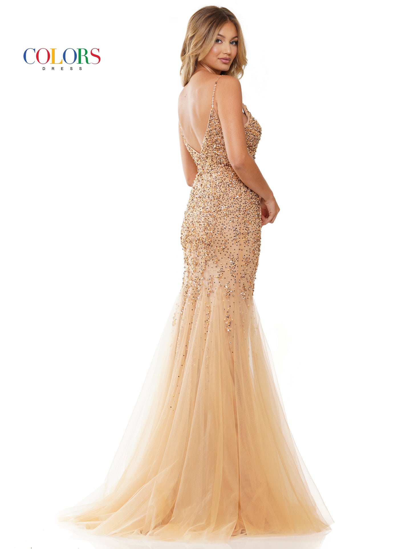 Prom Dresses Long Fitted Spaghetti Strap Prom Dress Nude