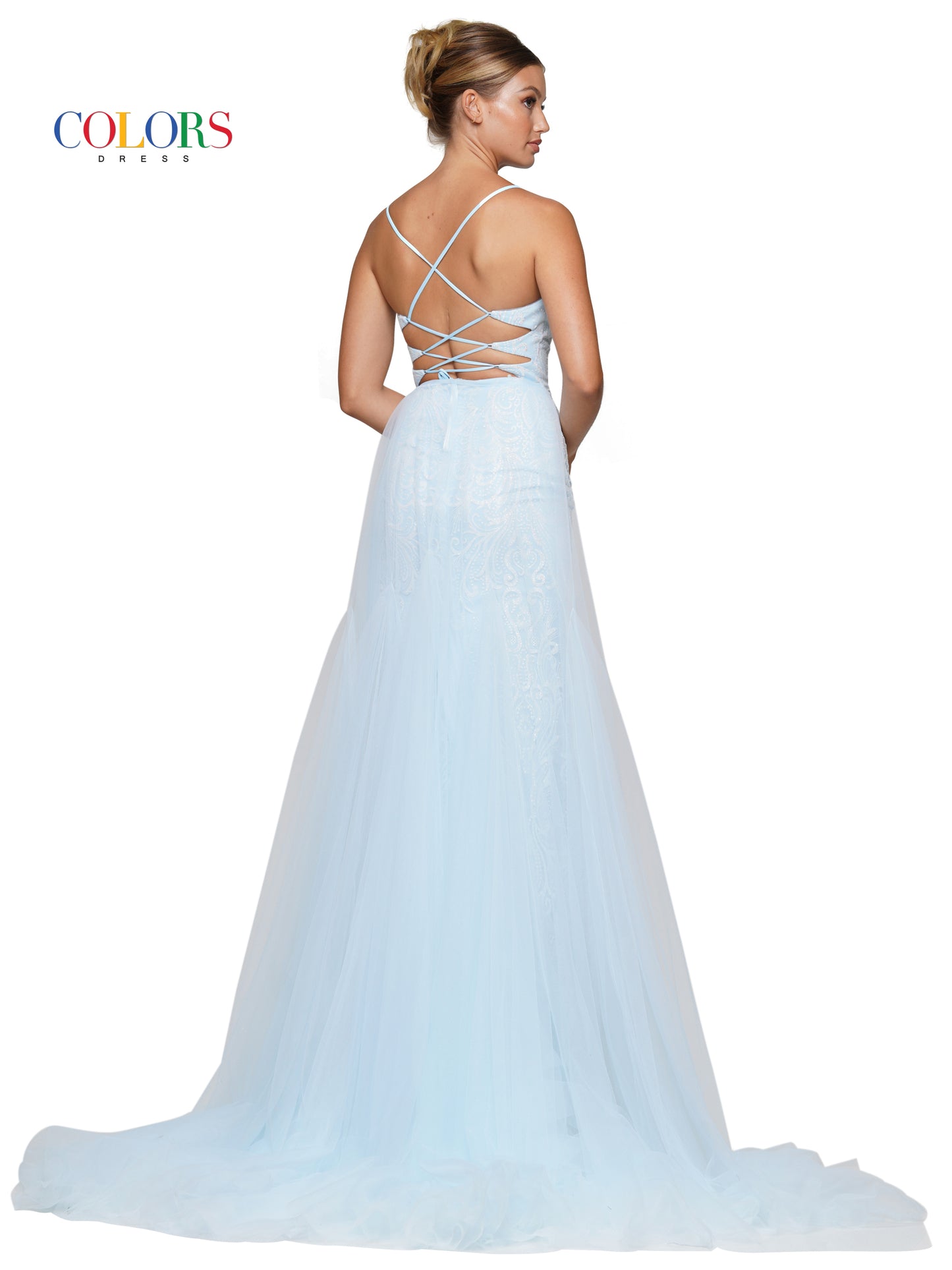 Prom Dresses Long Formal Glitter Mesh Prom Dress Light Blue