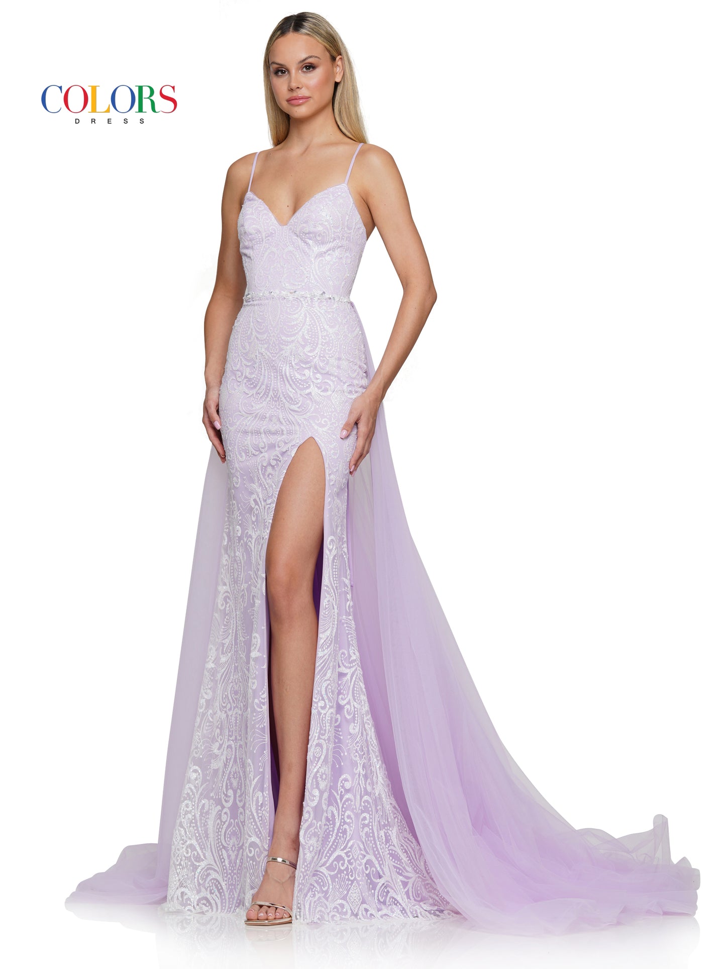 Prom Dresses Long Formal Glitter Mesh Prom Dress Lilac