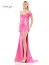 Prom Dresses Long Off Shoulder Sequin Fitted Prom Dress Hot Pink