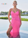 Prom Dresses Long Formal Beaded Fringe Prom Dress Hot Pink