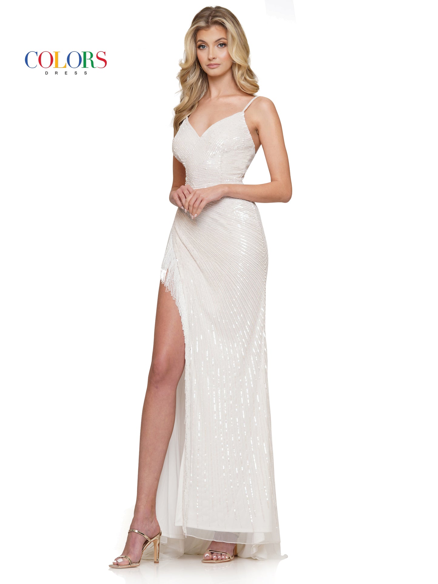 Prom Dresses Long Spaghetti Strap Fitted Prom Dress White