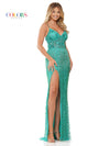 Prom Dresses Long Fitted Beaded Mesh Prom Formal Dress Green