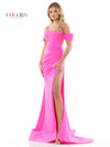 Prom Dresses Long Off Shoulder Formal Fitted Satin Prom Dress Hot Pink