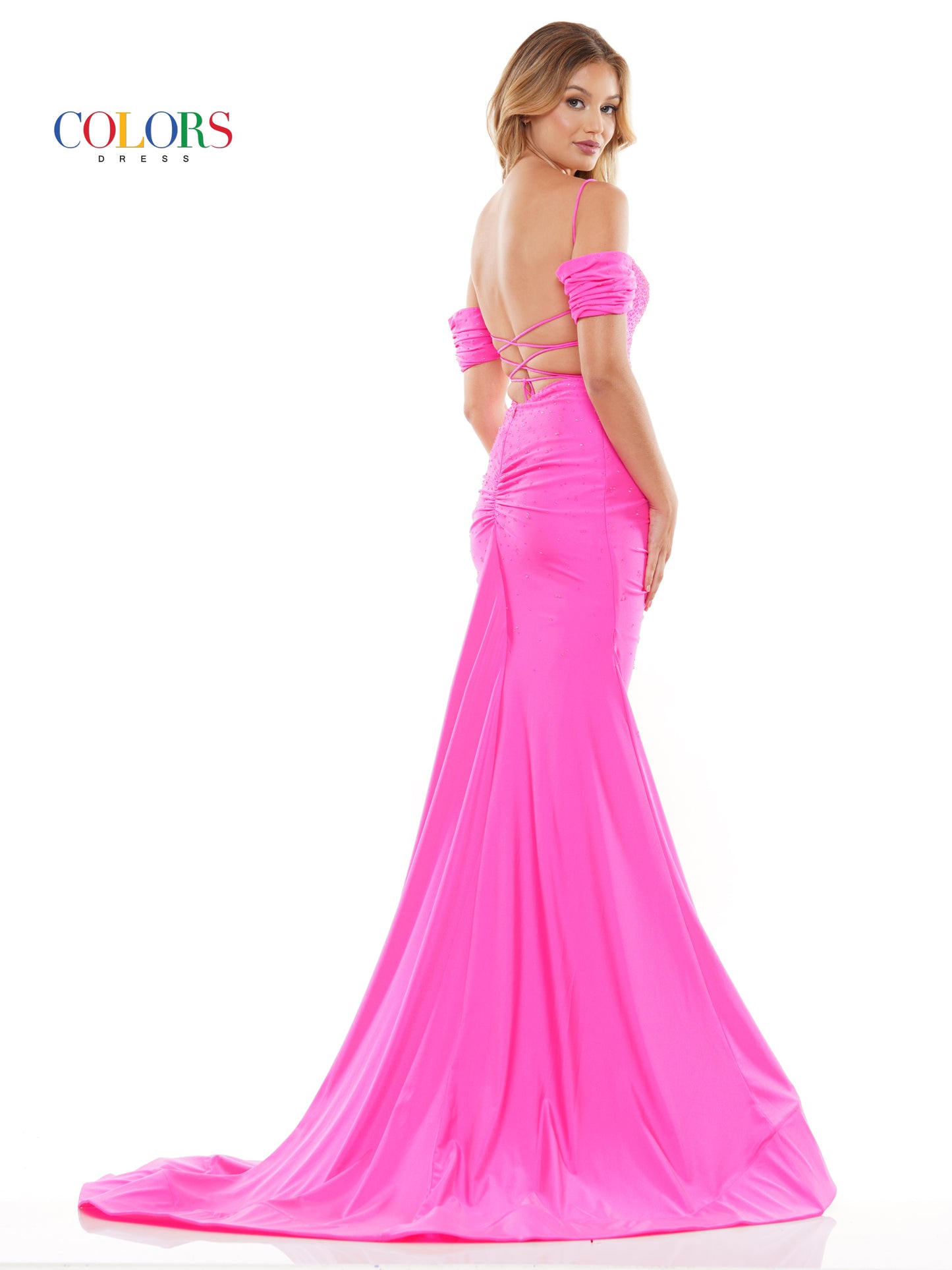 Prom Dresses Long Off Shoulder Formal Fitted Satin Prom Dress Hot Pink