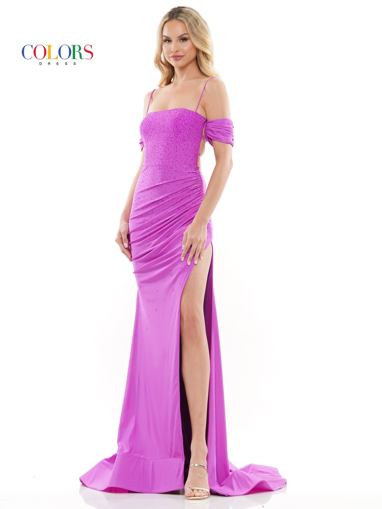 Prom Dresses Long Off Shoulder Formal Fitted Satin Prom Dress Orchid