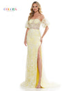 Prom Dresses Long Off Shoulder Glitter Mesh Prom Dress Yellow