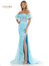 Prom Dresses Long Off Shoulder Glitter Mesh Prom Dress Turquoise