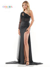 Prom Dresses Formal Long One Shoulder Beaded Mesh Prom Dress Black