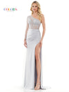 Prom Dresses Formal Long One Shoulder Beaded Mesh Prom Dress Silver