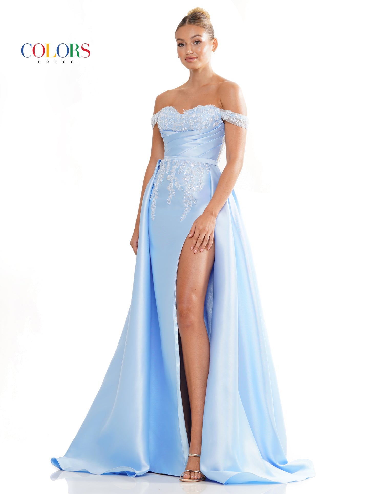 Prom Dresses Long Off Shoulder Satin Overskirt Prom Dress Blue