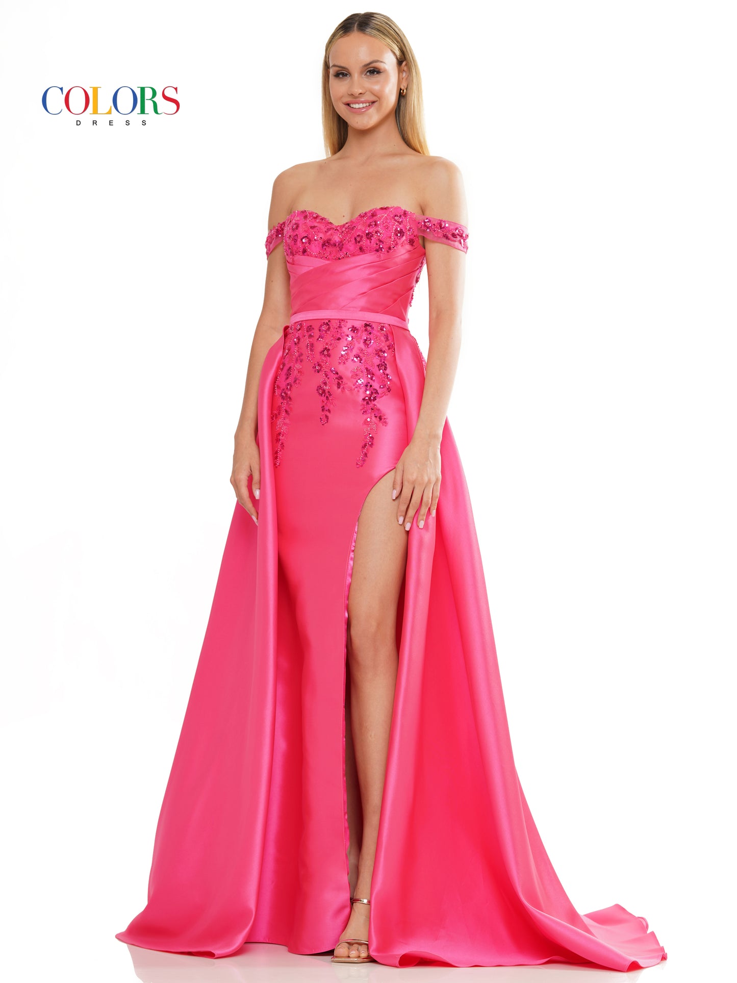 Prom Dresses Long Off Shoulder Satin Overskirt Prom Dress Pink