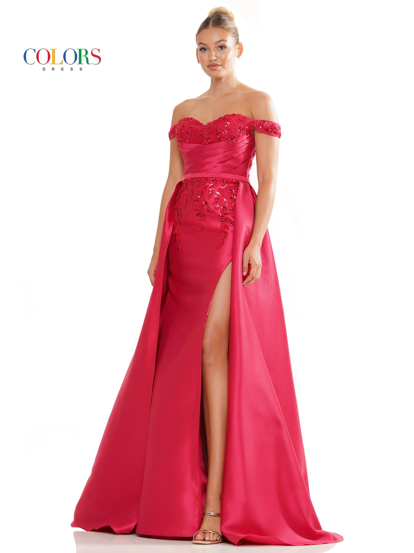 Prom Dresses Long Off Shoulder Satin Overskirt Prom Dress Red