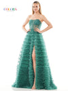 Prom Dresses Prom Long Strapless Mesh Ball Gown Deep Green