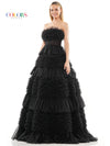 Prom Dresses Long Strapless Tiered Prom Ball Gown Black