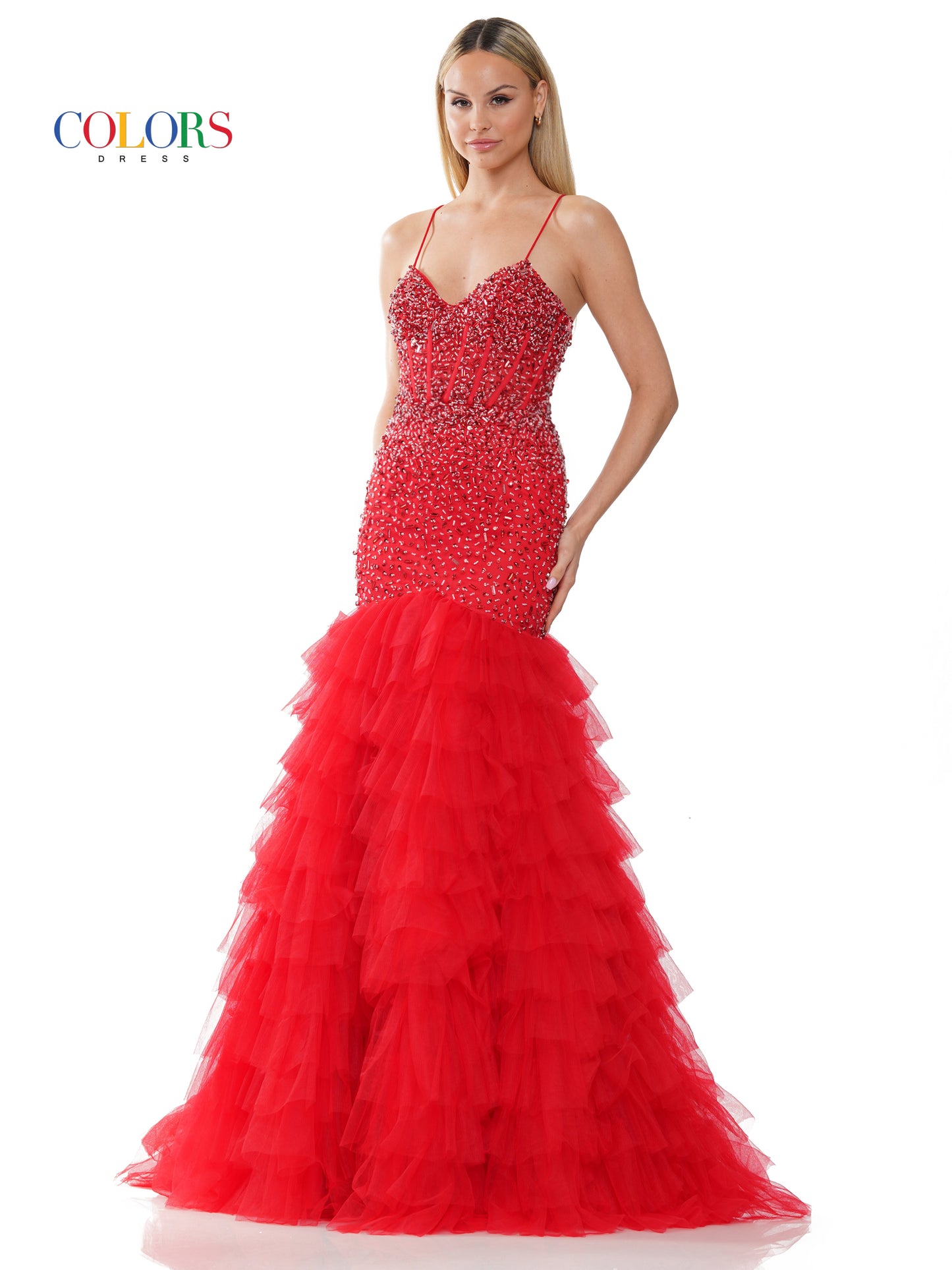 Prom Dresses Long Spaghetti Strap Mermaid Prom Dress Red