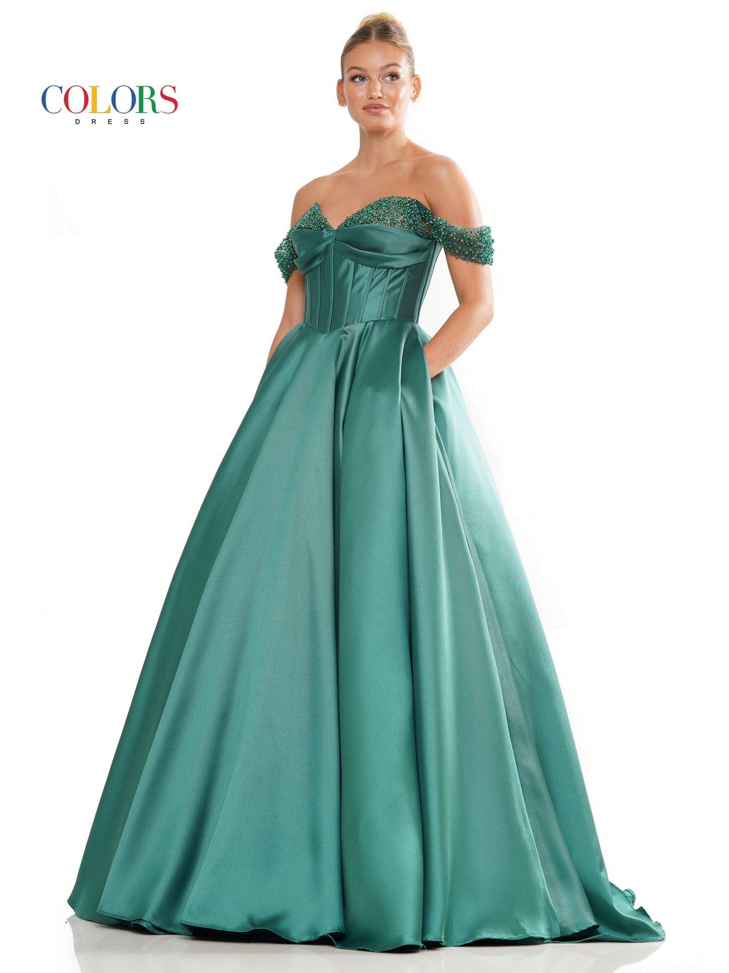 Prom Dresses Long Off Shoulder Mikado Prom Ball Gown Emerald