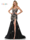 Prom Dresses Formal Long Spaghetti Strap Prom Dress Black Gold