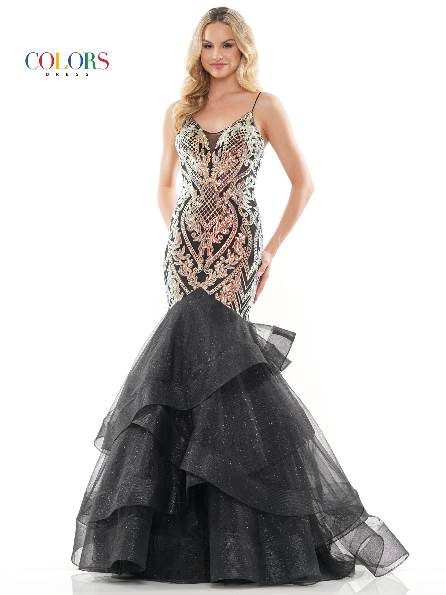 Prom Dresses Long Spaghetti Strap Glitter Mermaid Prom Dress Black