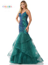 Prom Dresses Long Spaghetti Strap Glitter Mermaid Prom Dress Deep Green