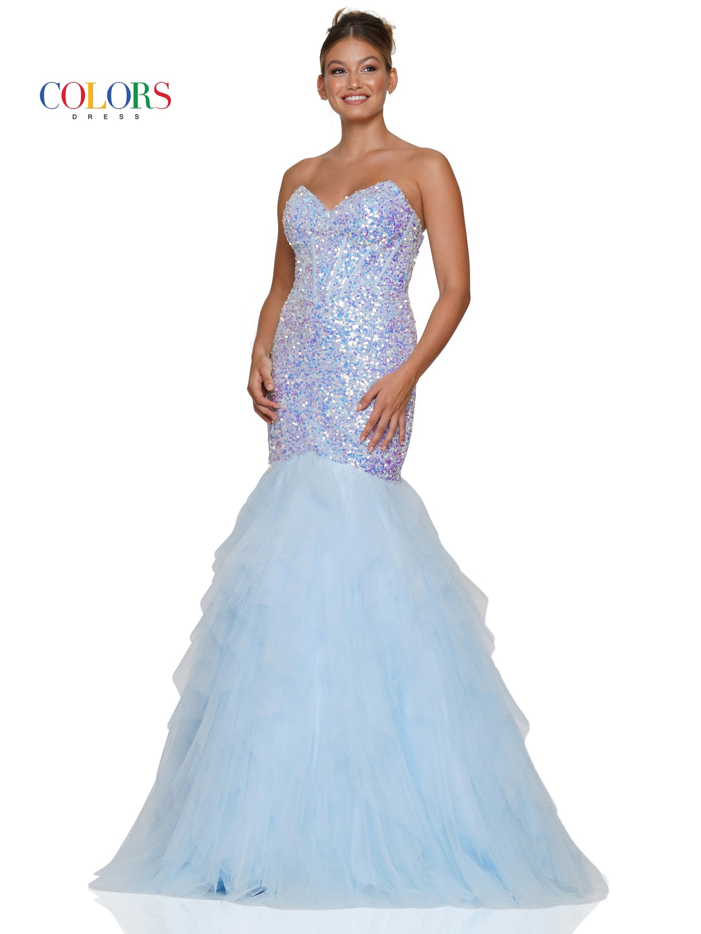 Prom Dresses Long Strapless Formal Mermaid Prom Dress Light Blue