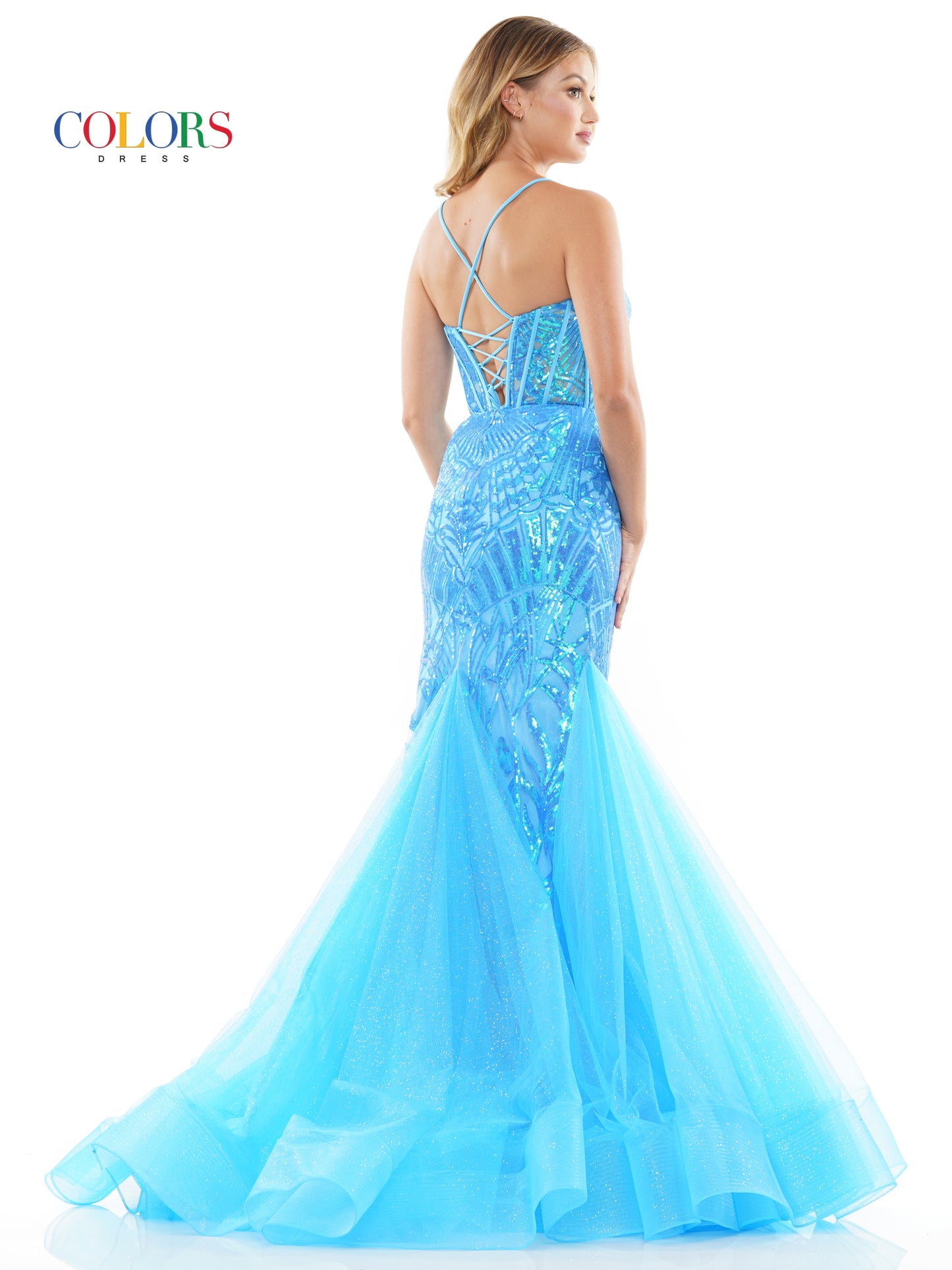 Prom Dresses Long Formal Glitter Mesh Mermaid Prom Dress Turquoise