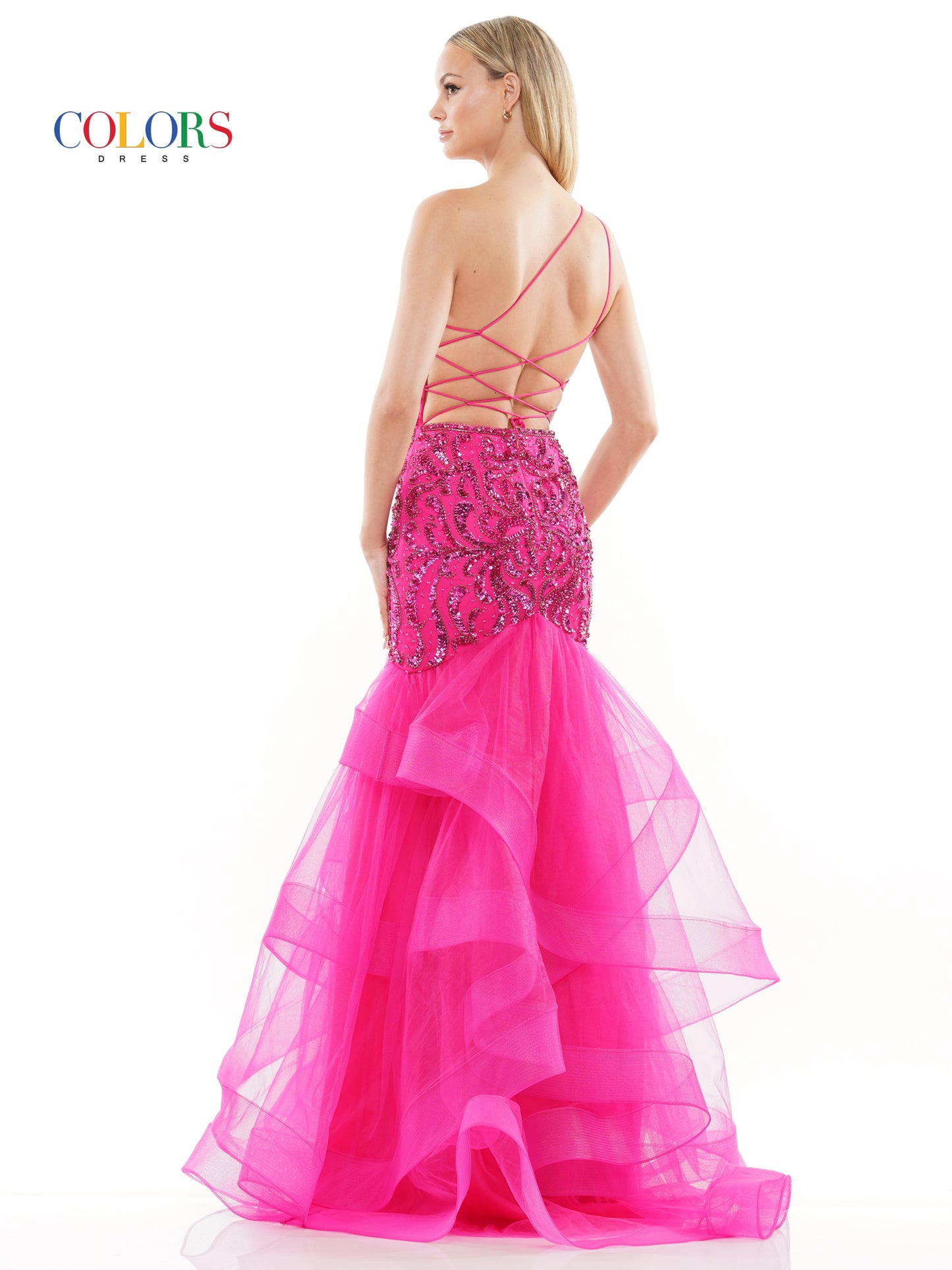 Prom Dresses Long One Shoulder Formal Mermaid Prom Dress Fuchsia