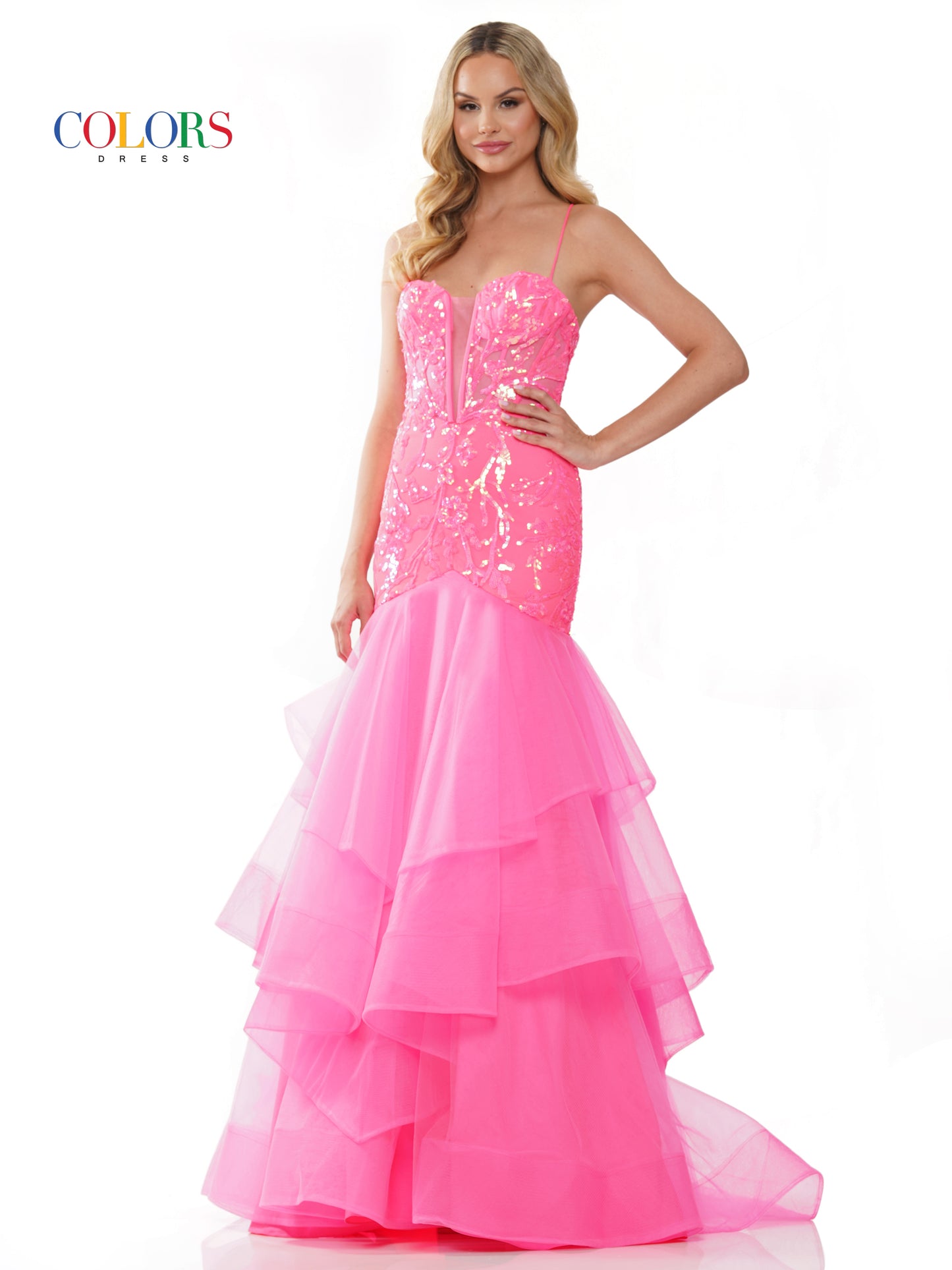 Prom Dresses Prom Long Spaghetti Strap Mermaid Formal Dress Hot Pink