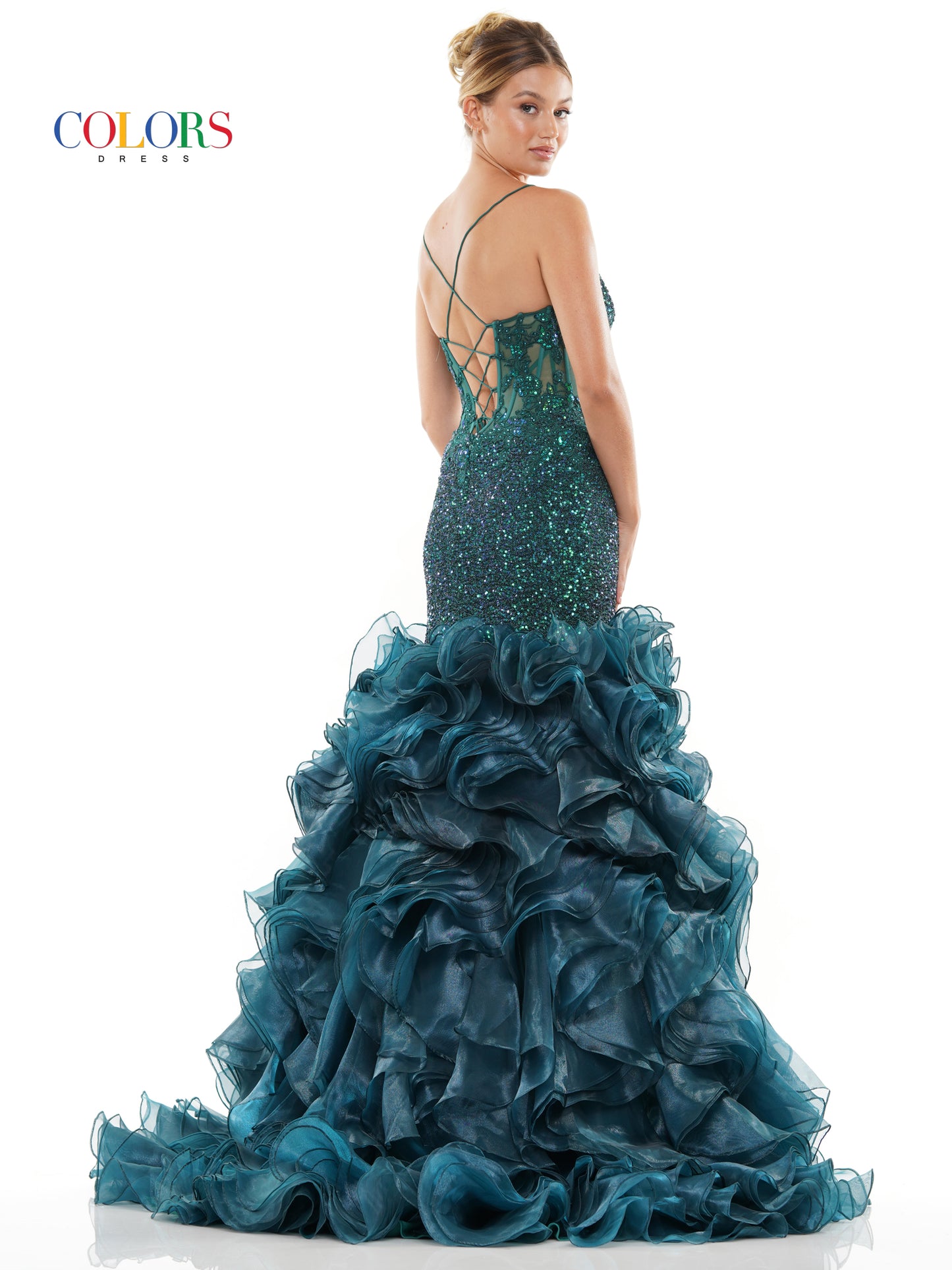 Prom Dresses Long Spaghetti Strap Mermaid Prom Dress Deep Green