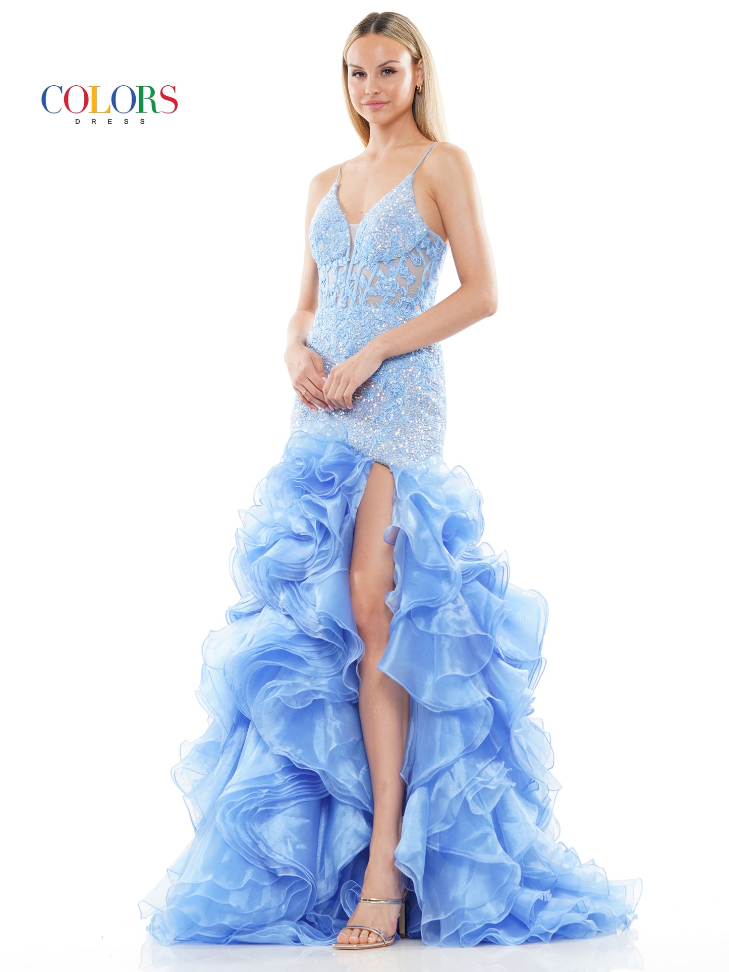 Prom Dresses Long Spaghetti Strap Mermaid Prom Dress Blue