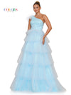 Prom Dresses Prom Long One Shoulder Beaded Mesh Ball Gown Light Blue