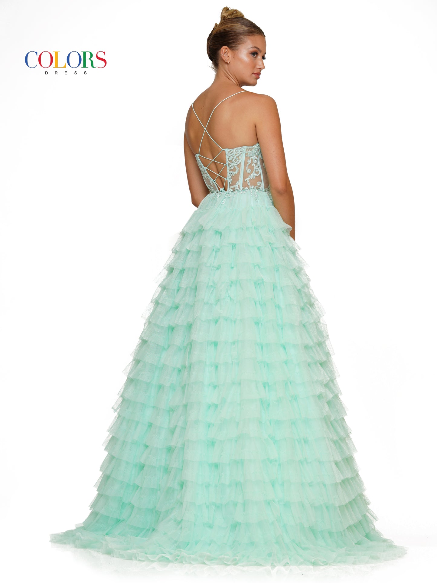 Prom Dresses Prom Long Spaghetti Strap Beaded mesh ball Gown Mint