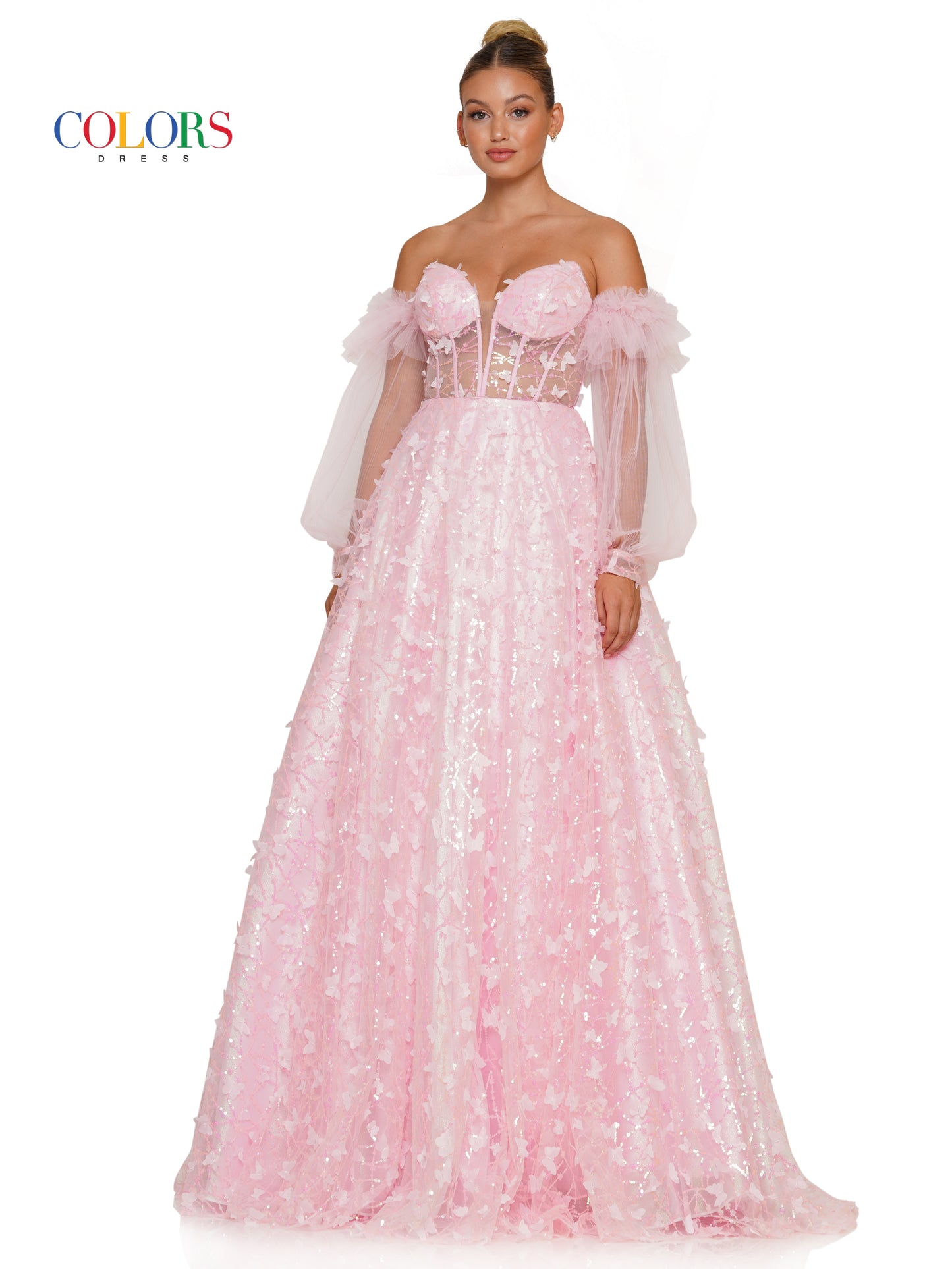 Prom Dresses Prom Long Formal Glitter Mesh Ball Gown Pink