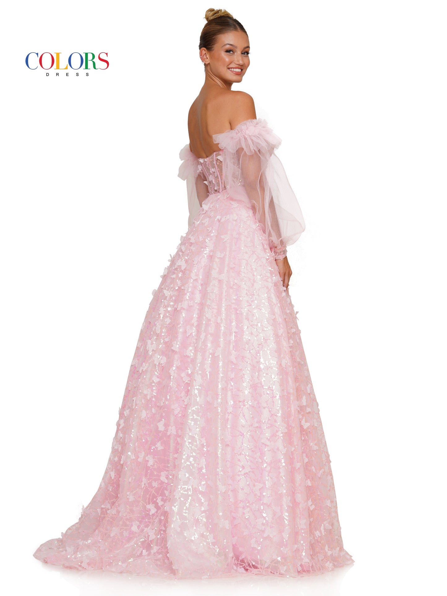 Prom Dresses Prom Long Formal Glitter Mesh Ball Gown Pink