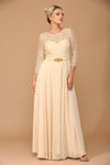 Mother of the Bride Long Formal Lace Chiffon Dress