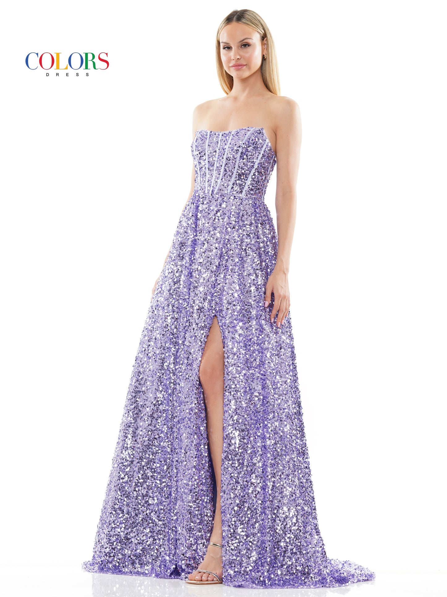 Prom Dresses Long Strapless Sequin A Line Prom Dress Lilac