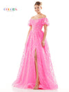 Prom Dresses Prom Long Off Shoulder Glitter Mesh Ball Gown Hot Pink