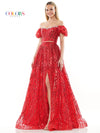 Prom Dresses Prom Long Off Shoulder Glitter Mesh Ball Gown Red