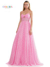 Prom Dresses Long Glitter Mesh Prom Ball Gown Hot Pink