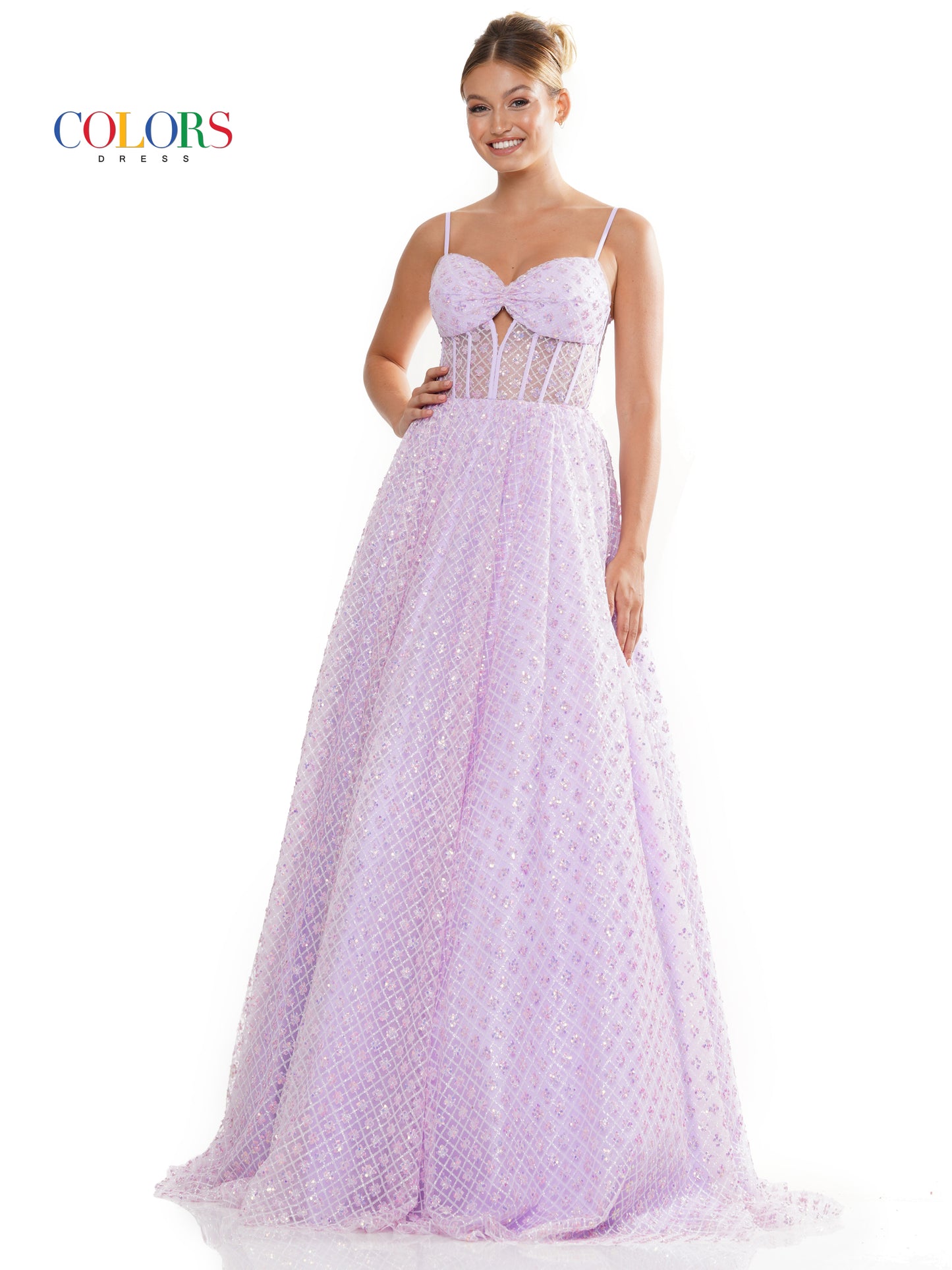 Prom Dresses Long Glitter Mesh Prom Ball Gown Lilac