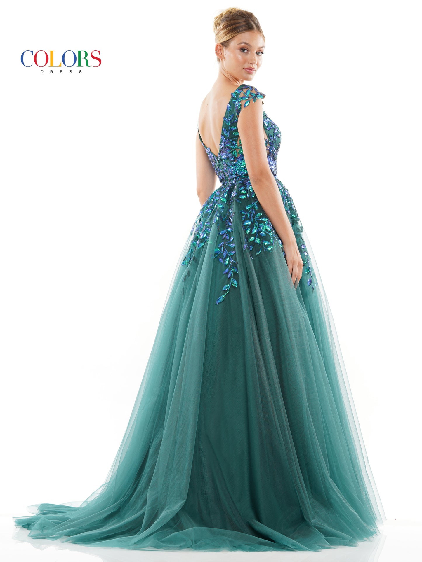 Prom Dresses Long Cap Sleeve Prom Ball Gown Deep Green