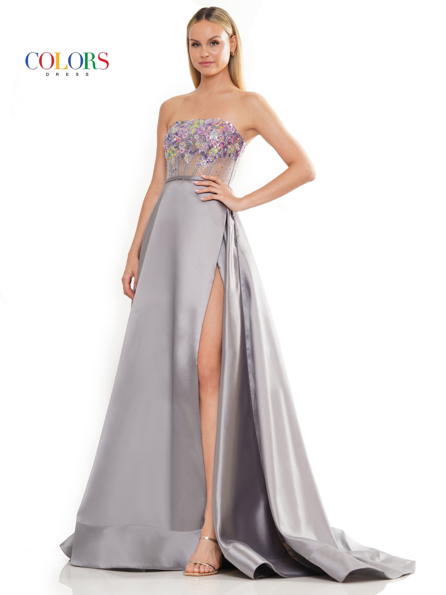 Prom Dresses Long Strapless Mikado Prom Ball Gown Grey