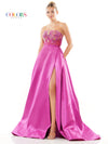 Prom Dresses Long Strapless Mikado Prom Ball Gown Magenta