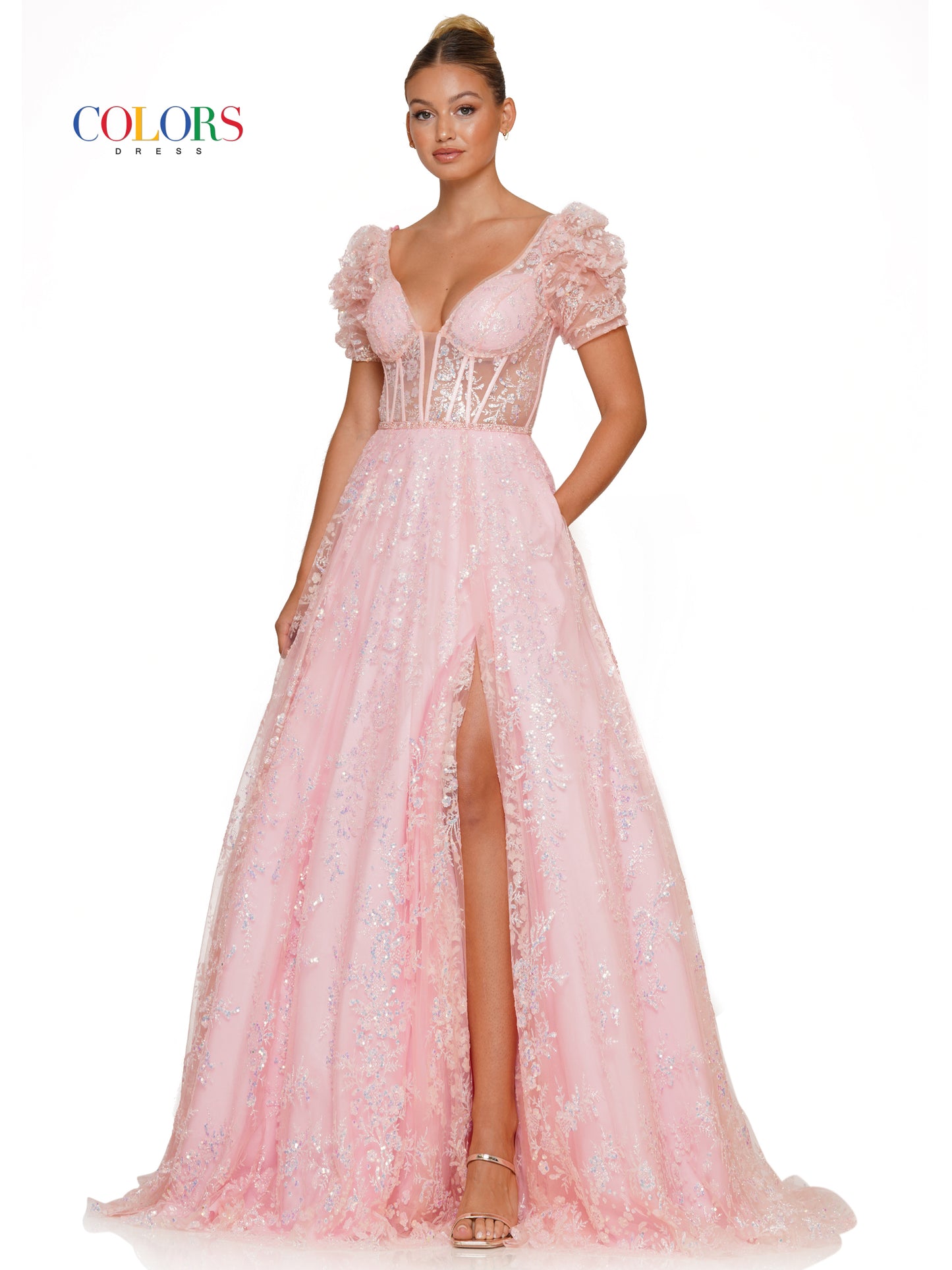 Prom Dresses Prom Long Formal Glitter Ball Gown Light Pink