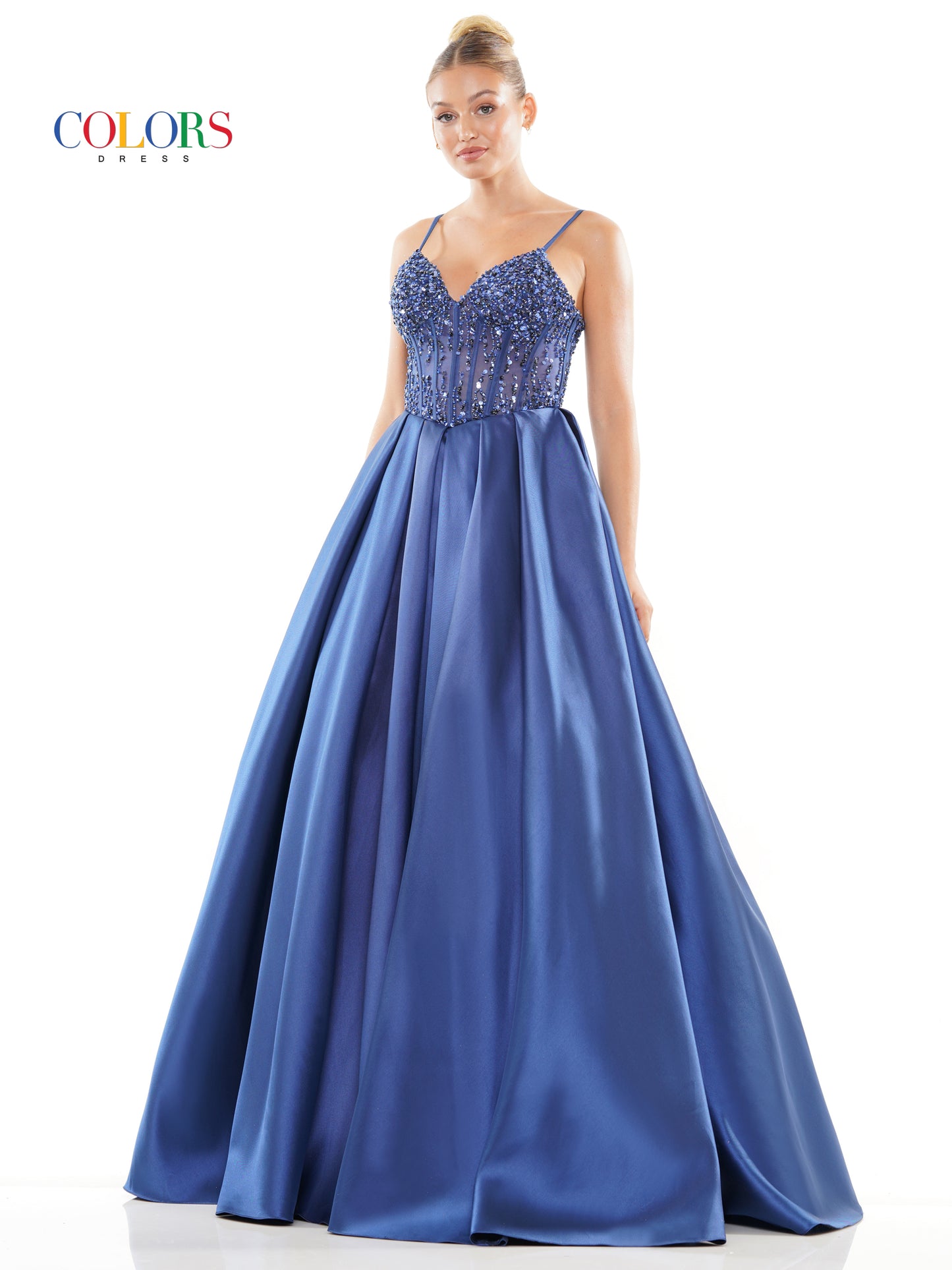 Prom Dresses Prom Long Spaghetti Strap Mikado Ball Gown Blueberry