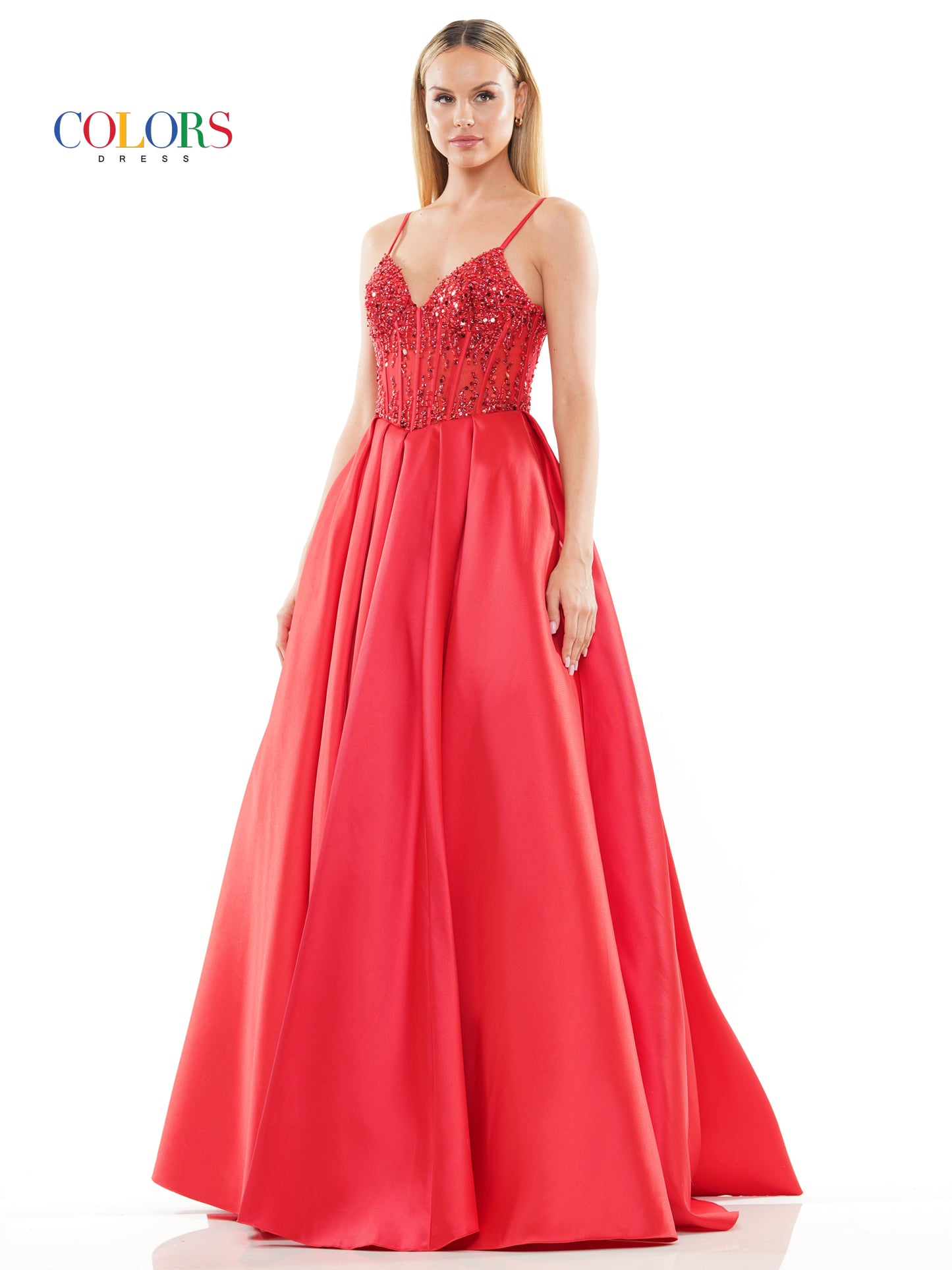 Prom Dresses Prom Long Spaghetti Strap Mikado Ball Gown Red