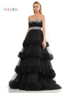 Prom Dresses Prom Long Strapless Tiered Ball Gown  Black