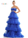 Prom Dresses Prom Long Strapless Tiered Ball Gown  Royal