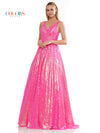 Prom Dresses Long Sleeveless Sequin Prom Ball Gown Pink