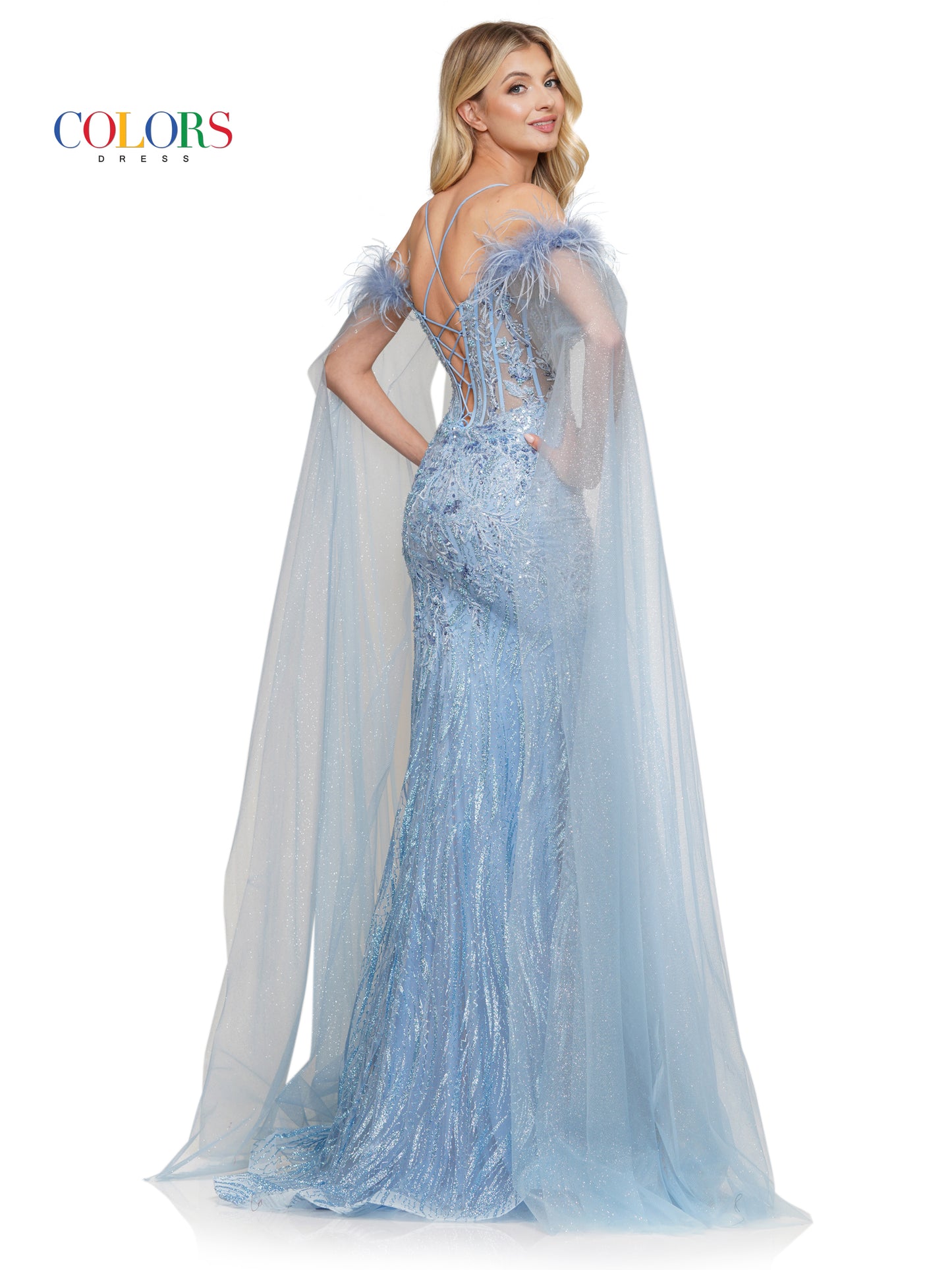 Prom Dresses Long Formal Glitter Mesh Prom Dress Blue